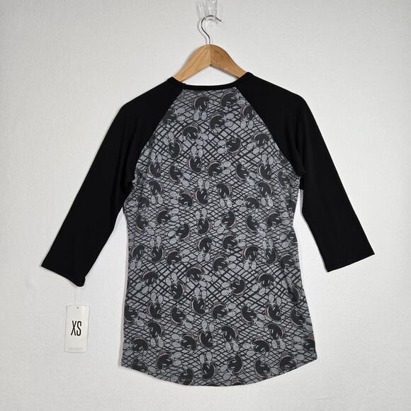 Lularoe Disney Mickey Mouse Randy Top Sz XS (2-4) Gray Black 3/4 Sleeve NEW - Picture 3 of 9